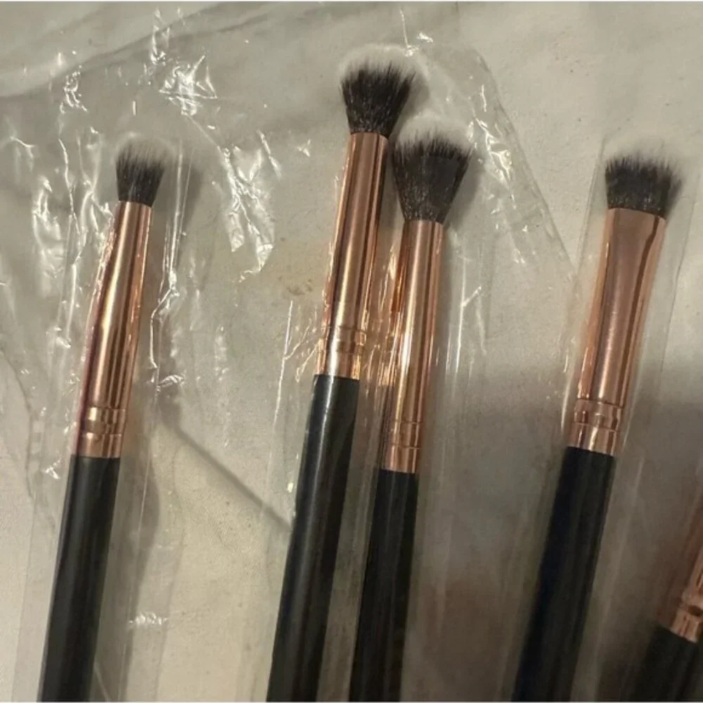MSQ 8-Piece Eye Makeup Brush Set Black Rose Gold Blending & Detail Brushes